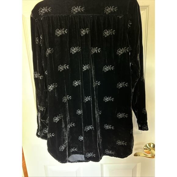 CP Shades Velvet-Silk rayon Embroidered Tunic pockets long sleeve XS EUC - Picture 9 of 12
